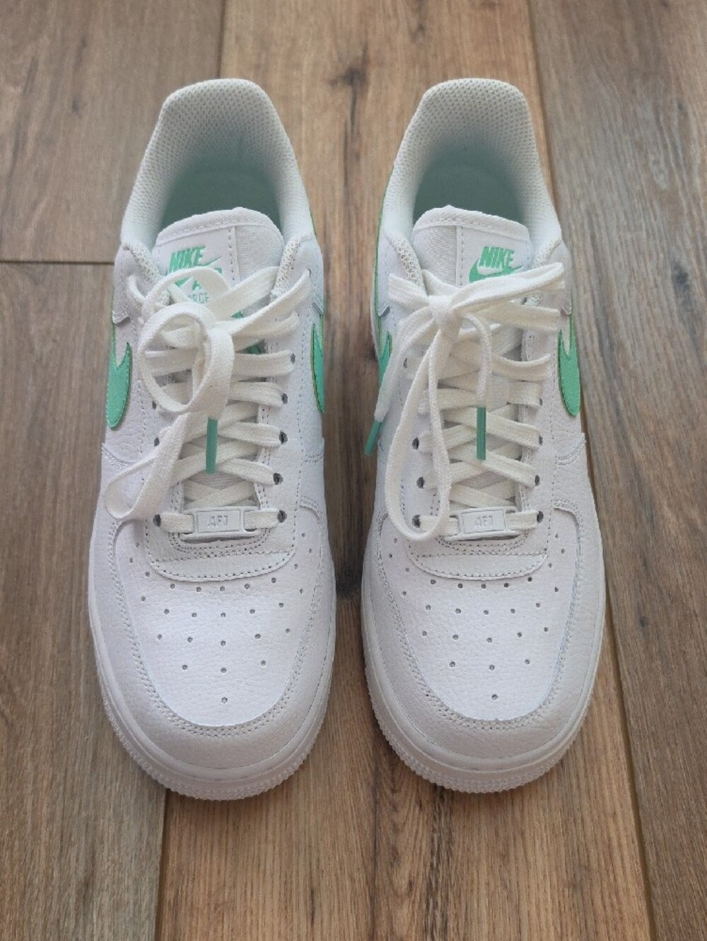 Nike Air Force 1 '07 Sneaker, Womens 8, White/Green Glow/Bone - Picture 2 of 4